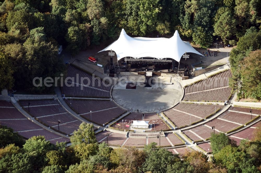 Aerial image Berlin - Open-air stage of the Waldbuehne Berlin on Glockenturmstrasse in Berlin in Germany