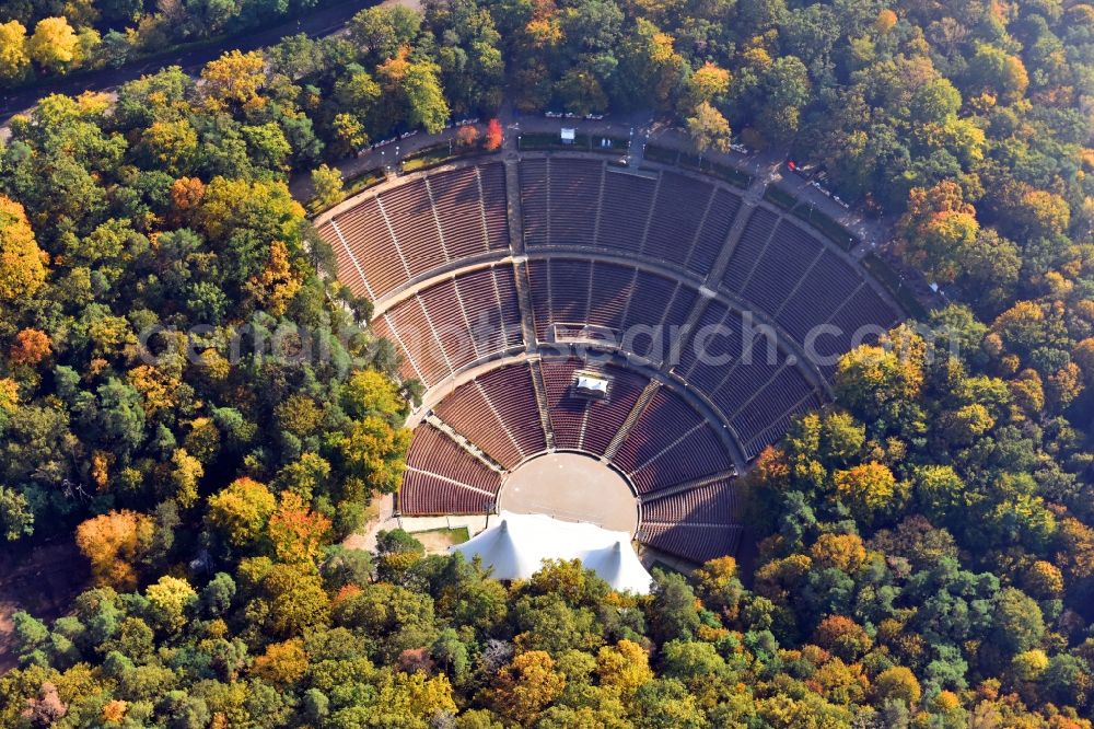 Aerial image Berlin - Open-air stage of the Waldbuehne Berlin on Glockenturmstrasse in Berlin in Germany