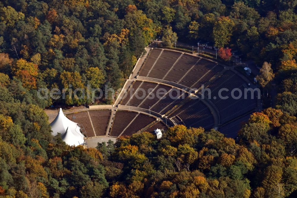 Berlin from above - Open-air stage of the Waldbuehne Berlin on Glockenturmstrasse in Berlin in Germany