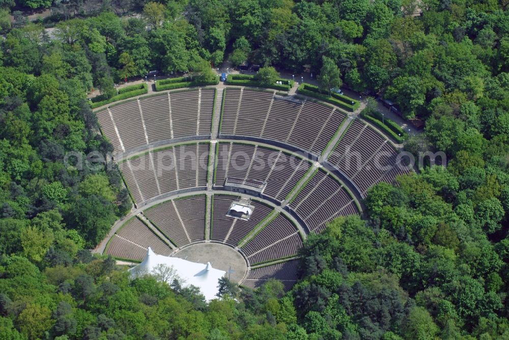 Berlin from above - Open-air stage of the Waldbuehne Berlin on Glockenturmstrasse in Berlin in Germany