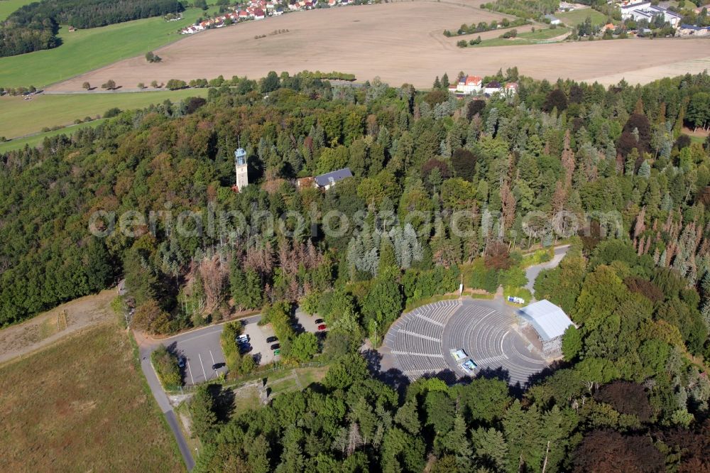 Aerial image Kamenz - Construction of the building of the open-air theater Hutbergbuehne in Kamenz in the state Saxony, Germany