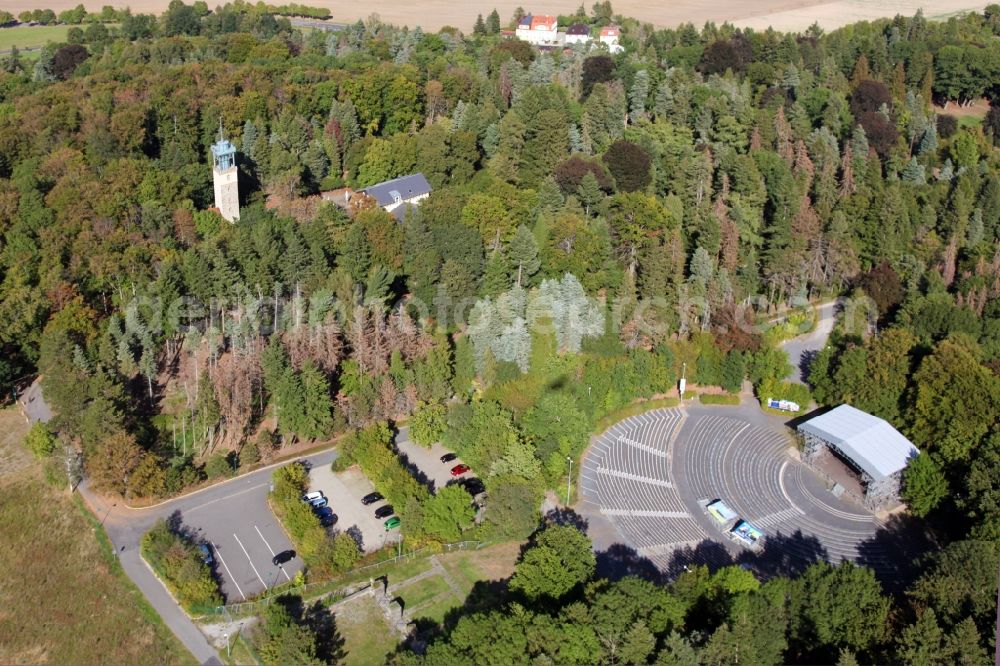 Aerial photograph Kamenz - Construction of the building of the open-air theater Hutbergbuehne in Kamenz in the state Saxony, Germany