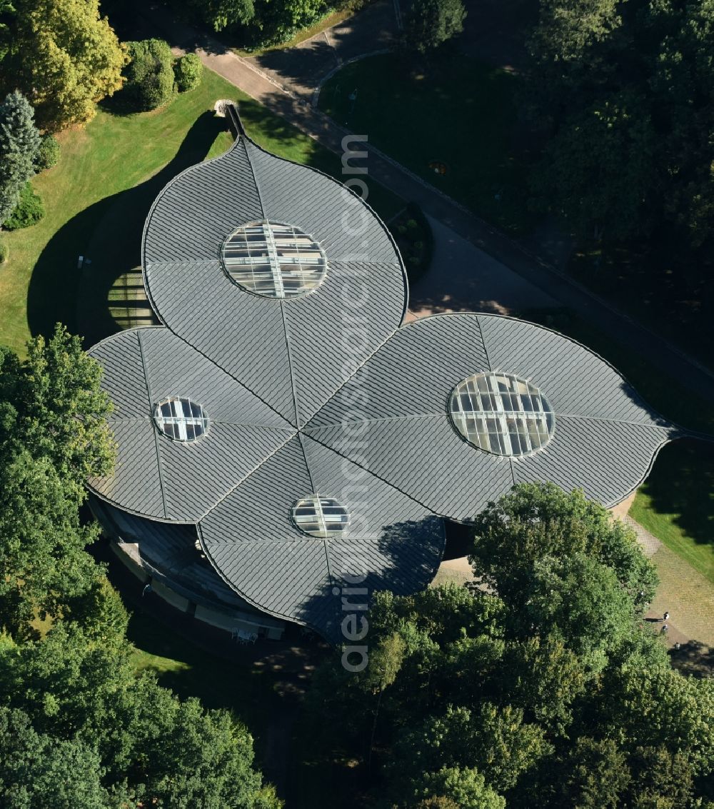 Bad Lausick from the bird's eye view: Construction of the building of the open-air theater Schmetterling in Bad Lausick in the state Saxony