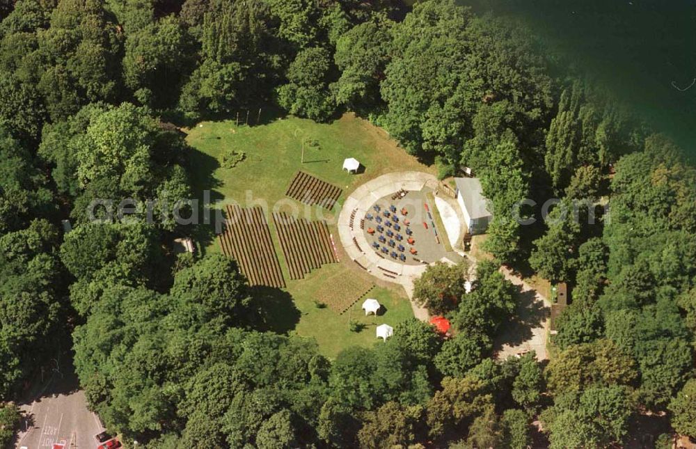 Berlin - Friedrichshain from the bird's eye view: Freilichtbühne im Volkspark Friedrichshain.