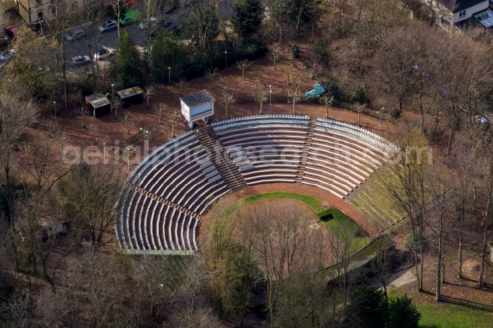 Aerial image Bochum - Construction of the building of the Open-air stage Wattenscheid in the town garden in the district of Wattenscheid in Bochum in the federal state North Rhine-Westphalia