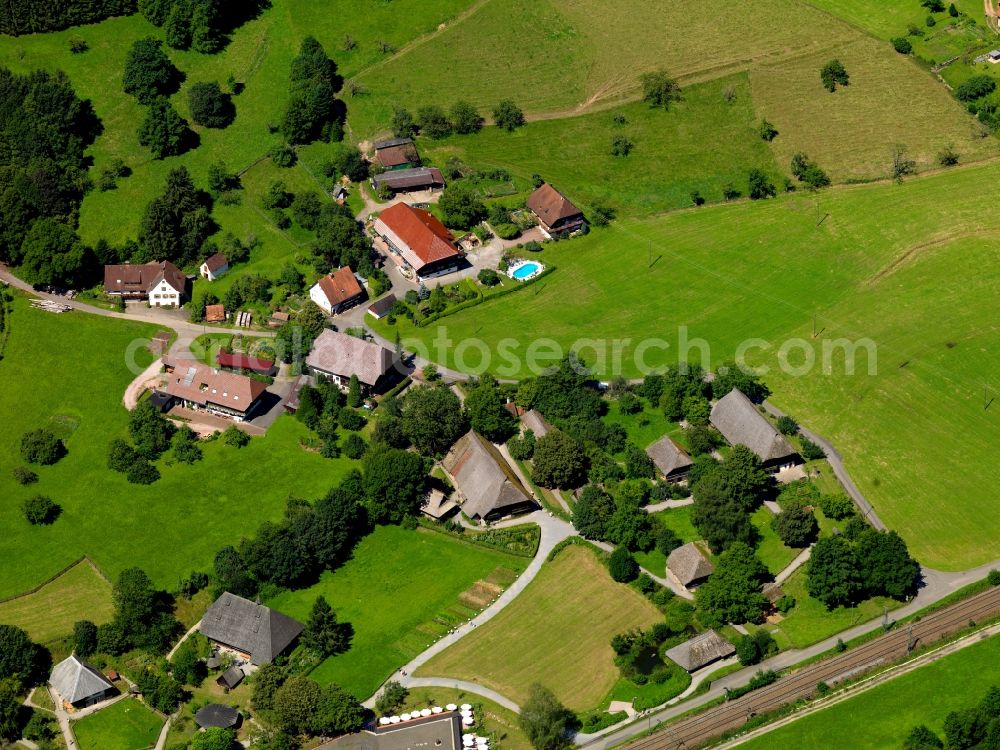 Hausach from above - The open-air museum at Vogtsbauernhof Hausach in the state of Baden-Wuerttemberg