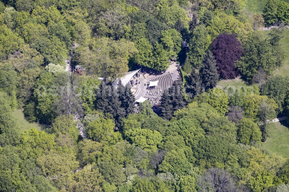 Berlin from the bird's eye view: Open air stage Parkbuehne Biesdorf in the castle park of Biesdorf in the district of Marzahn-Hellersdorf in Berlin