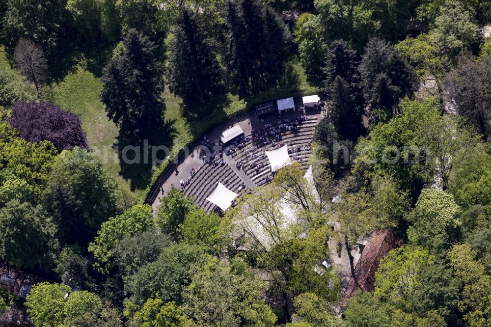 Aerial photograph Berlin - Open air stage Parkbuehne Biesdorf in the castle park of Biesdorf in the district of Marzahn-Hellersdorf in Berlin