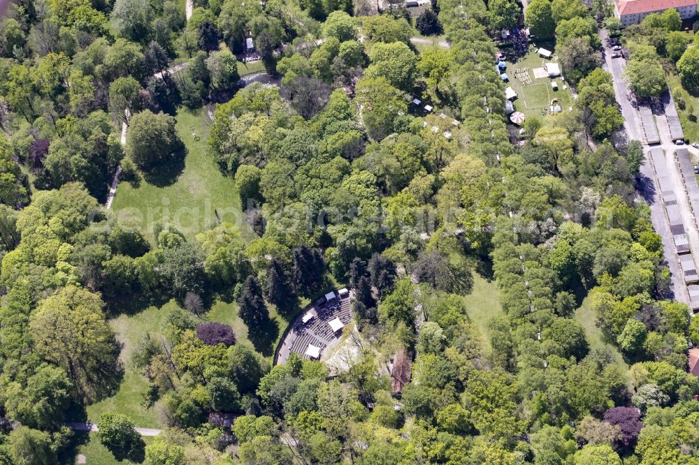 Berlin from above - Open air stage Parkbuehne Biesdorf in the castle park of Biesdorf in the district of Marzahn-Hellersdorf in Berlin