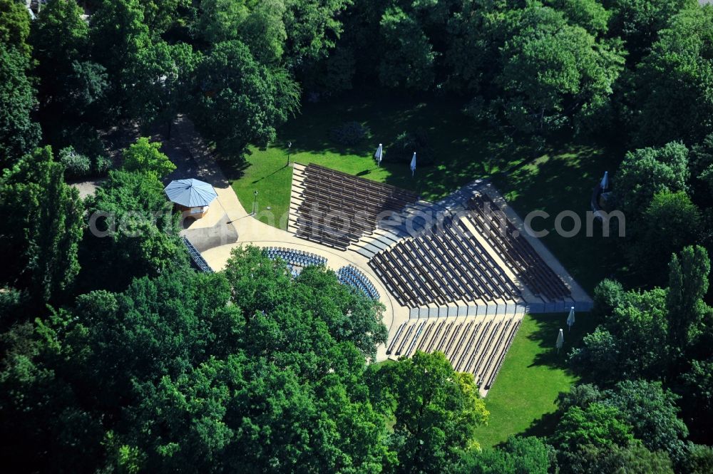 Berlin from the bird's eye view: Open Air Cinema in the public park Friedrichshain