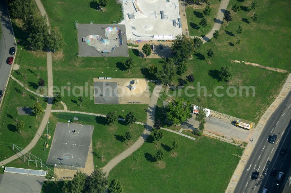 Aerial image Chemnitz - Amusement Park Skatepark Konkordiapark in Chemnitz in the state Saxony