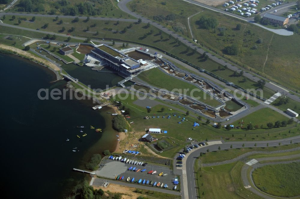 Markkleeberg from the bird's eye view: Recreational facility - Amusement Park Kanupark Markkleeberg in Markkleeberg in the state Saxony