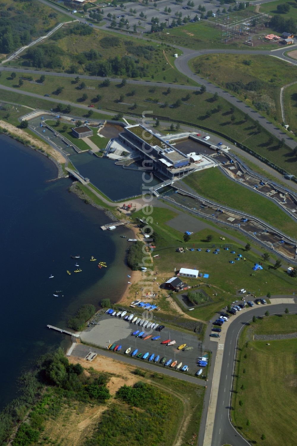 Aerial image Markkleeberg - Recreational facility - Amusement Park Kanupark Markkleeberg in Markkleeberg in the state Saxony