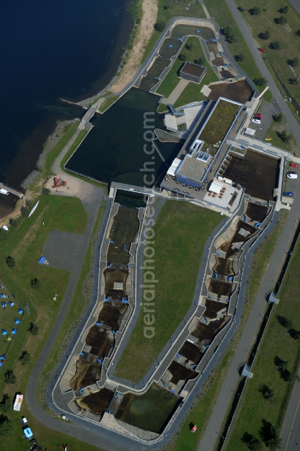 Markkleeberg from above - Recreational facility - Amusement Park Kanupark Markkleeberg in Markkleeberg in the state Saxony