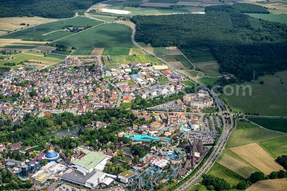 Aerial image Rust - Leisure Centre - Amusement Park Europa Park , vor dem Bau of Wasserpark Rulantica in Rust in the state Baden-Wurttemberg, Germany