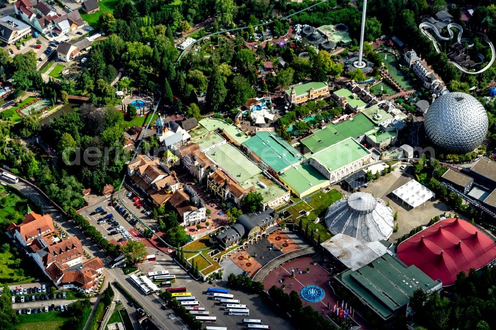 Rust from the bird's eye view: Leisure Centre - Amusement Park Europa Park Deutsche Strasse in Rust in the state Baden-Wurttemberg, Germany