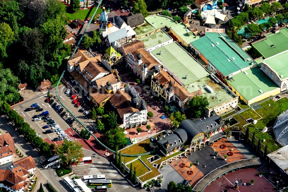 Aerial image Rust - Leisure Centre - Amusement Park Europa Park Deutsche Strasse in Rust in the state Baden-Wurttemberg, Germany