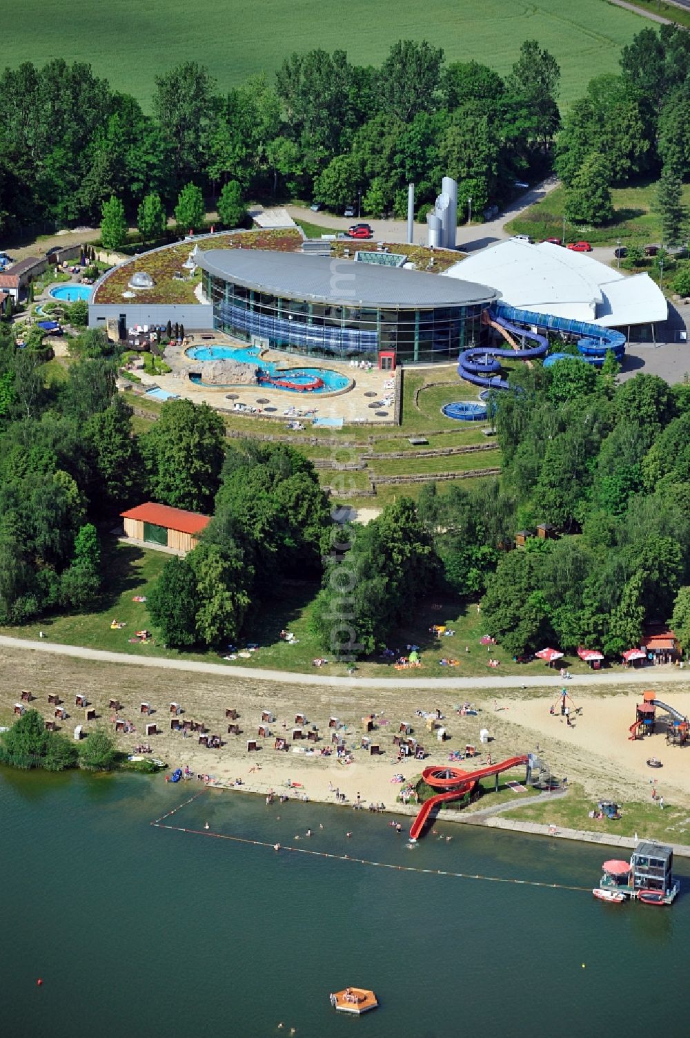 Aerial image Hohenfelden - Amusement park at the reservoir Hohenfelden in Hohenfelden in Thuringia