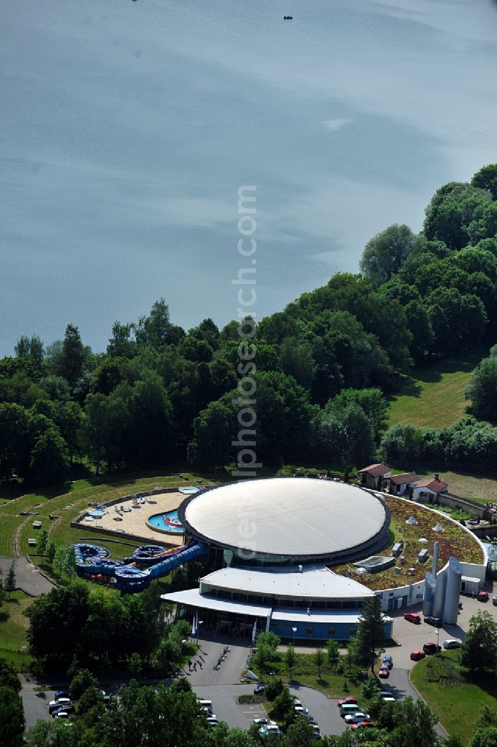 Aerial image Hohenfelden - Amusement park at the reservoir Hohenfelden in Hohenfelden in Thuringia