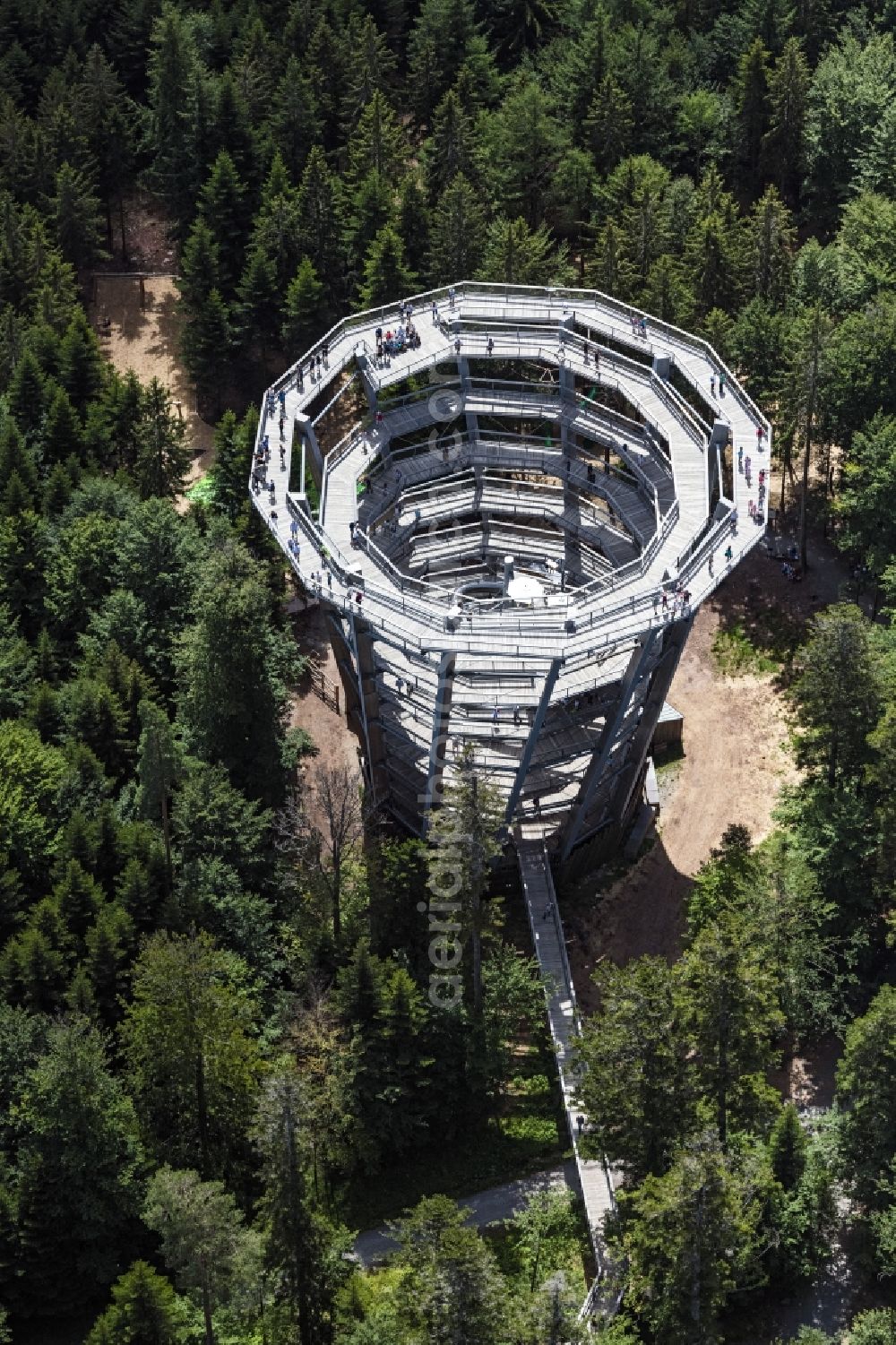 Bad Wildbad from above - Leisure Centre - Amusement Park Baumwipfelpfad Schwarzwald in Bad Wildbad in the state Baden-Wuerttemberg, Germany