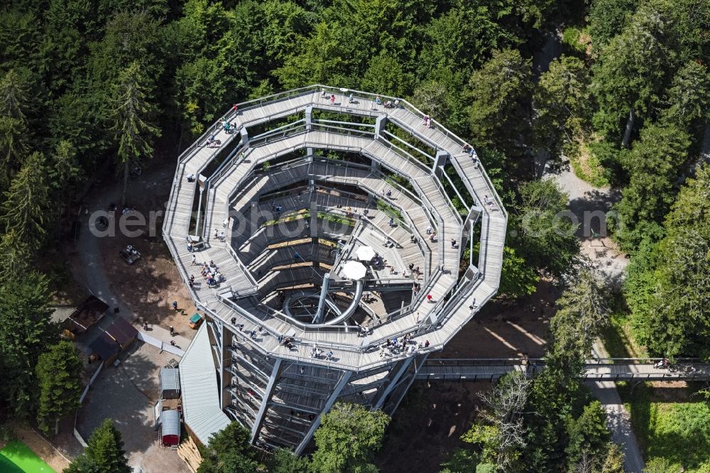 Bad Wildbad from above - Leisure Centre - Amusement Park Baumwipfelpfad Schwarzwald in Bad Wildbad in the state Baden-Wuerttemberg, Germany