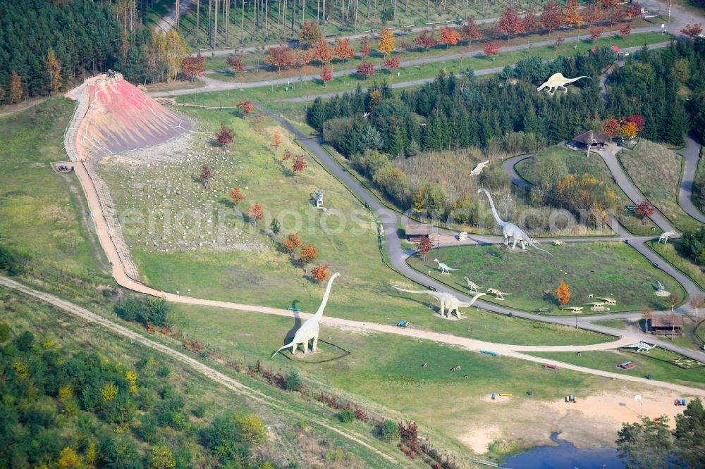 Germendorf from above - Leisure Centre - Amusement Park Dinopark Germendorf An den Waldseen in Oranienburg in the state Brandenburg, Germany