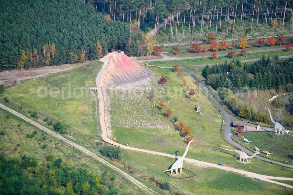 Germendorf from the bird's eye view: Leisure Centre - Amusement Park Dinopark Germendorf An den Waldseen in Oranienburg in the state Brandenburg, Germany