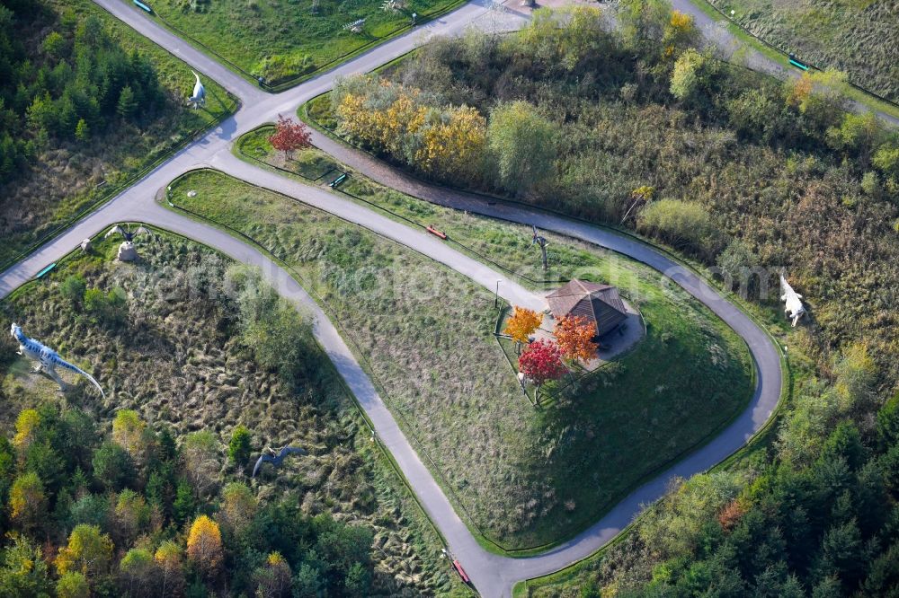 Germendorf from the bird's eye view: Leisure Centre - Amusement Park Dinopark Germendorf An den Waldseen in Oranienburg in the state Brandenburg, Germany