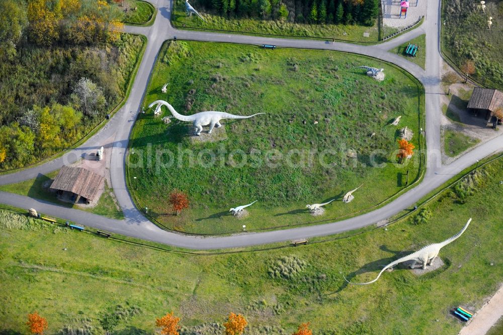 Germendorf from above - Leisure Centre - Amusement Park Dinopark Germendorf An den Waldseen in Oranienburg in the state Brandenburg, Germany