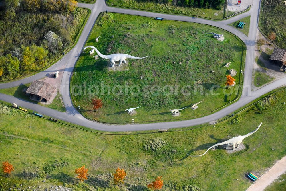 Germendorf from the bird's eye view: Leisure Centre - Amusement Park Dinopark Germendorf An den Waldseen in Oranienburg in the state Brandenburg, Germany