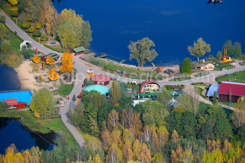 Aerial photograph Germendorf - Leisure Centre - Amusement Park Dinopark Germendorf An den Waldseen in Oranienburg in the state Brandenburg, Germany