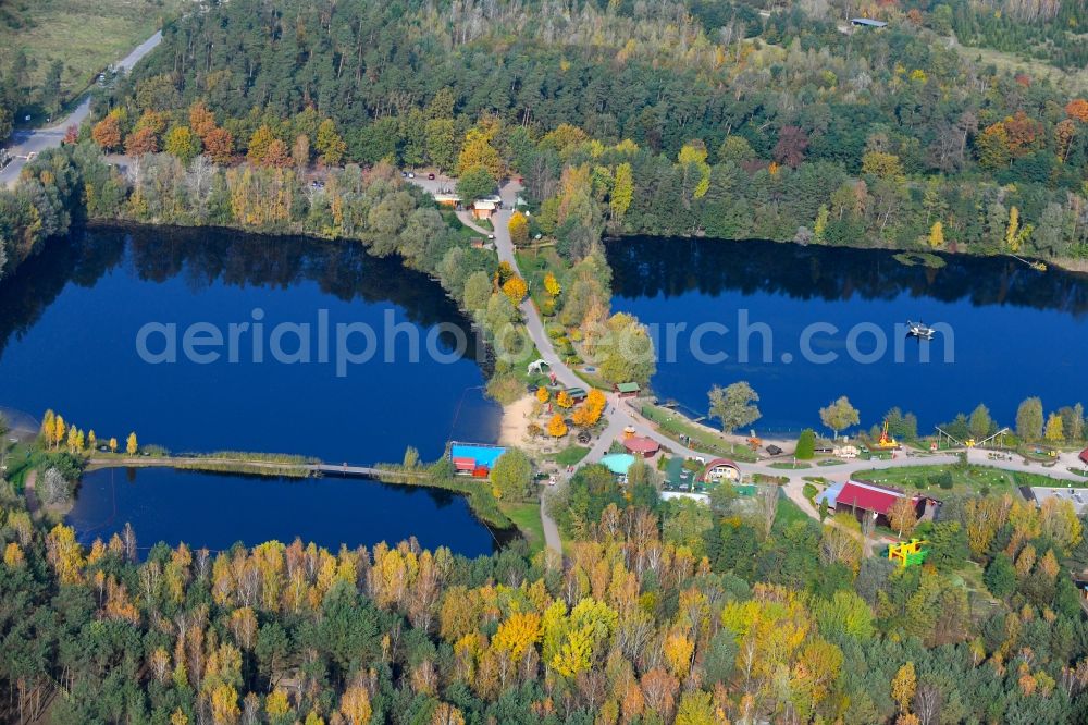 Germendorf from above - Leisure Centre - Amusement Park Dinopark Germendorf An den Waldseen in Oranienburg in the state Brandenburg, Germany