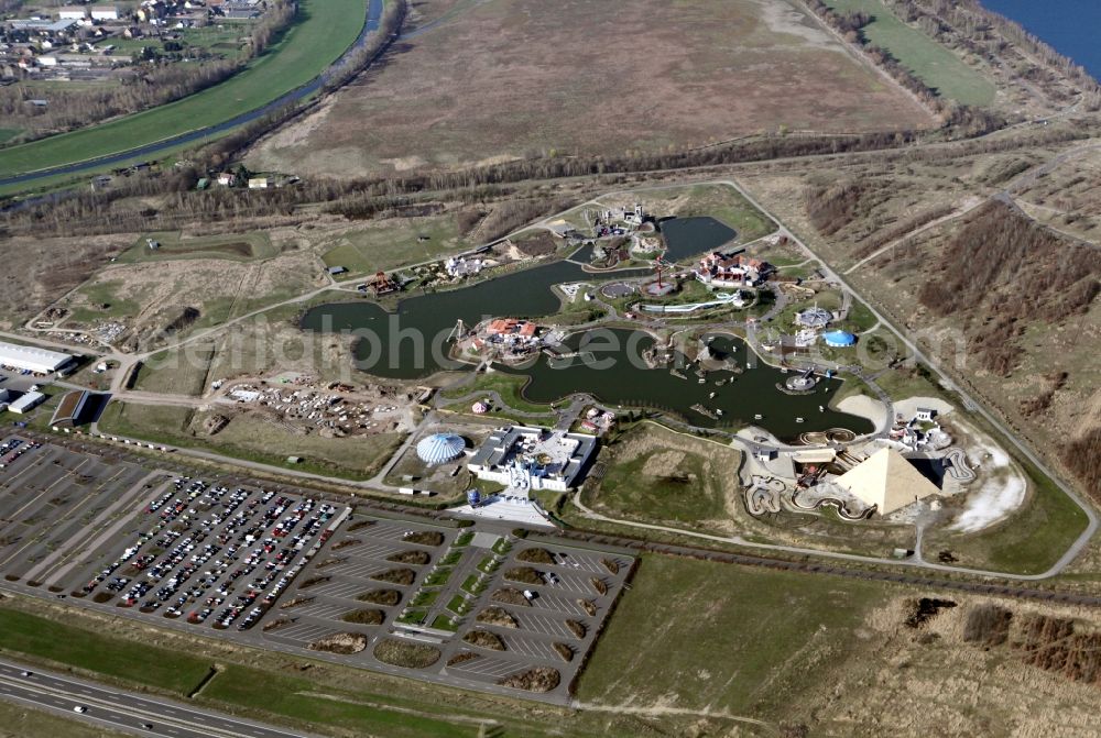 Aerial image Leipzig - Leisure Centre - Amusement park BELANTIS in Leipzig in the state Saxony, Germany