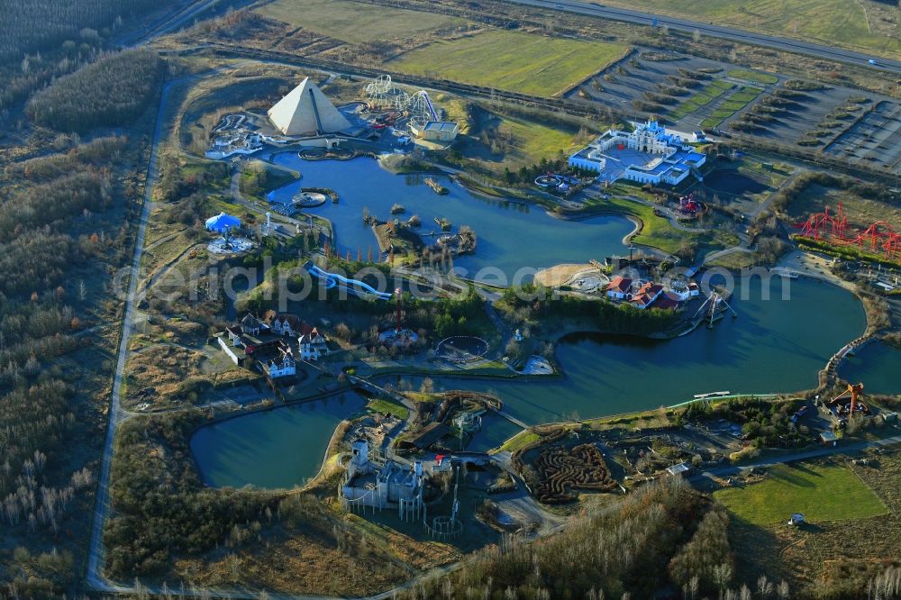 Leipzig from above - Leisure Centre - Amusement park BELANTIS in Leipzig in the state Saxony, Germany