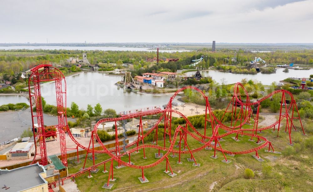 Leipzig from above - Leisure Centre - Amusement park BELANTIS in Leipzig in the state Saxony, Germany