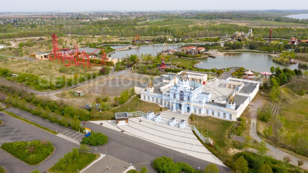 Leipzig from above - Leisure Centre - Amusement park BELANTIS in Leipzig in the state Saxony, Germany