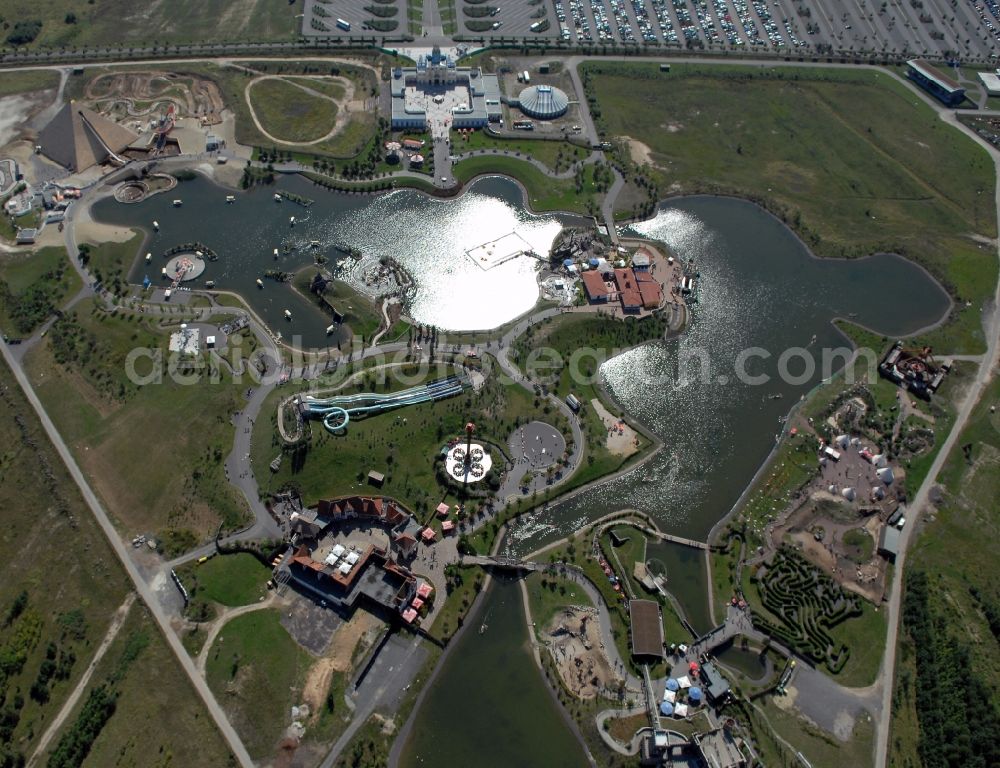 Aerial photograph Leipzig - Leisure Centre - Amusement park BELANTIS in Leipzig in the state Saxony, Germany