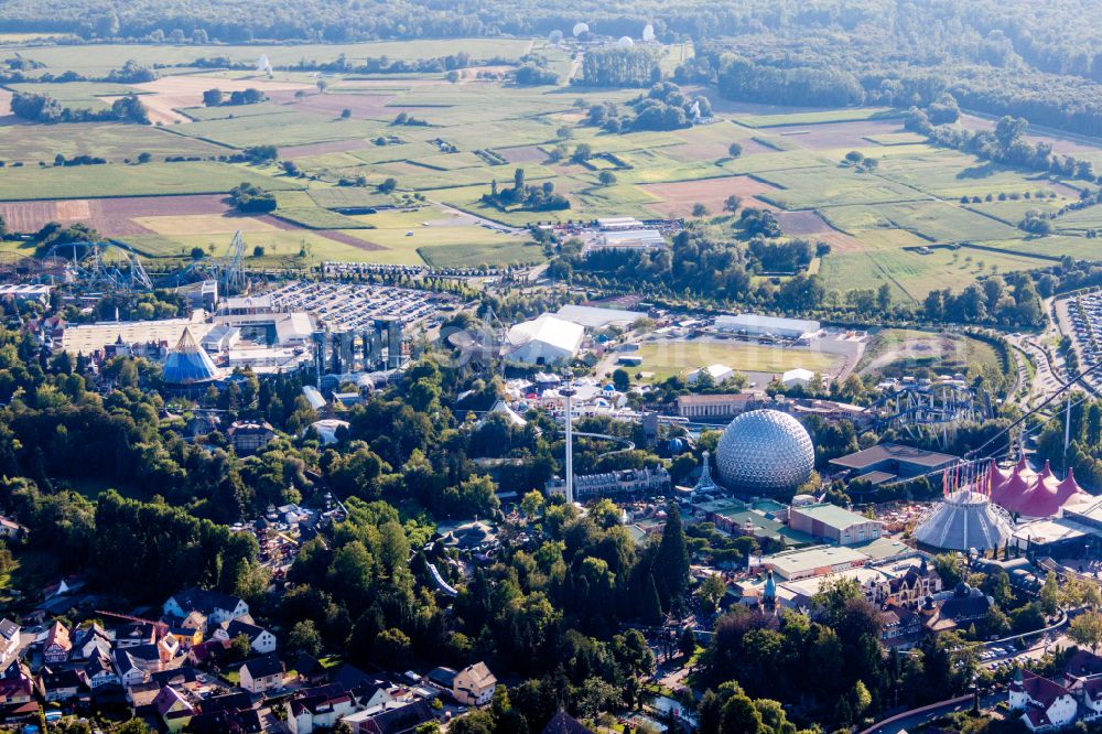 Rust from the bird's eye view: Leisure Centre - Amusement Park Europa-Park on street Europa-Park-Strasse in Rust in the state Baden-Wurttemberg, Germany