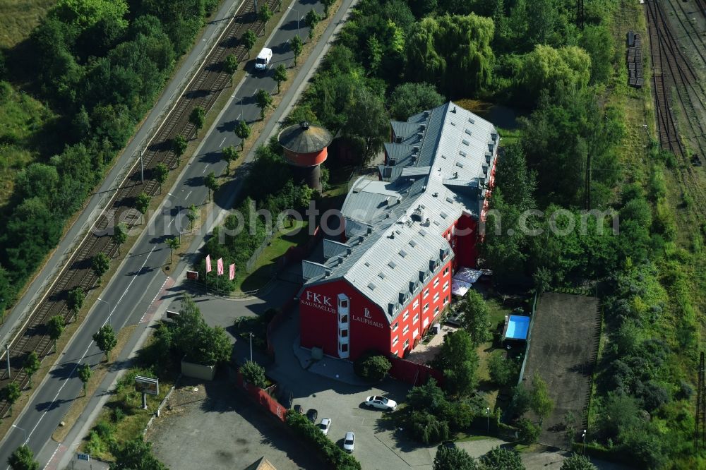 Leipzig from the bird's eye view: Leisure Centre - Amusement Park FKK Saunaclub Laufhaus on Torhauer Strasse in Leipzig in the state Saxony