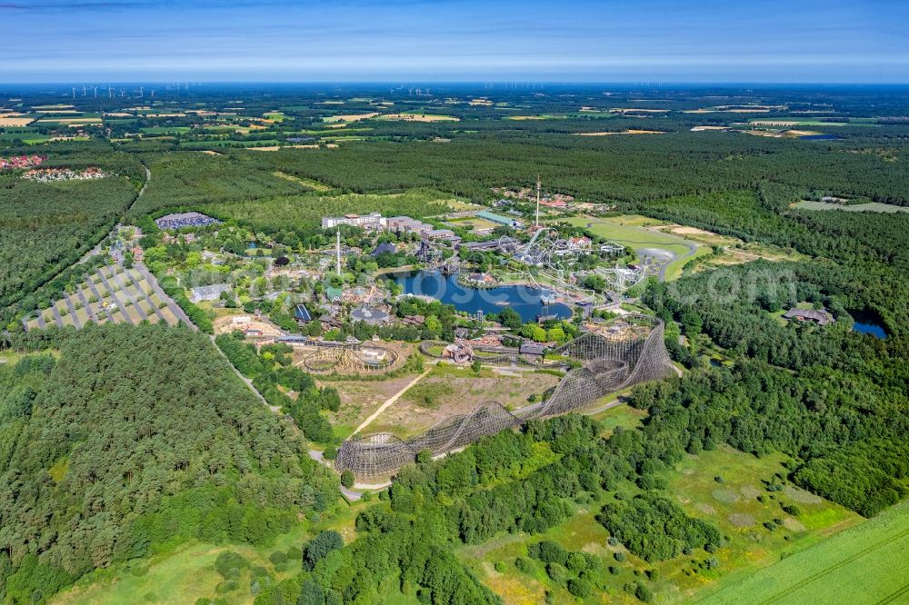 Soltau from the bird's eye view: Leisure Centre - Amusement Park Heidepark Resort Soltau in Soltau in the state Lower Saxony, Germany