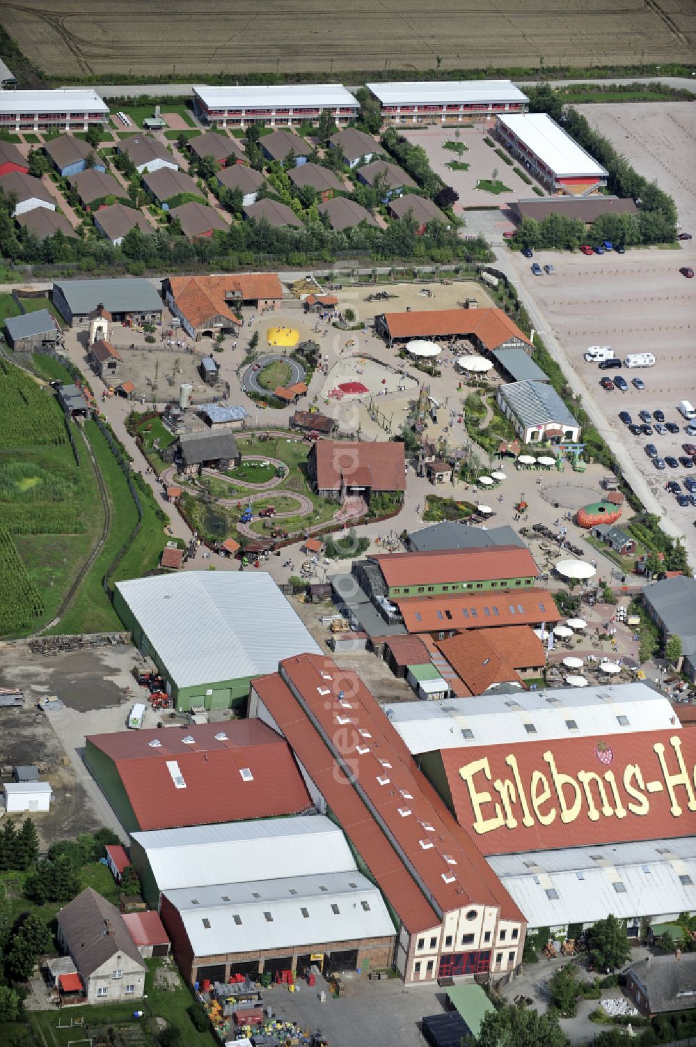 Aerial photograph Rövershagen - Leisure Centre - Amusement Park Karls Erlebnis-Dorf on street Purkshof in Roevershagen in the state Mecklenburg - Western Pomerania, Germany