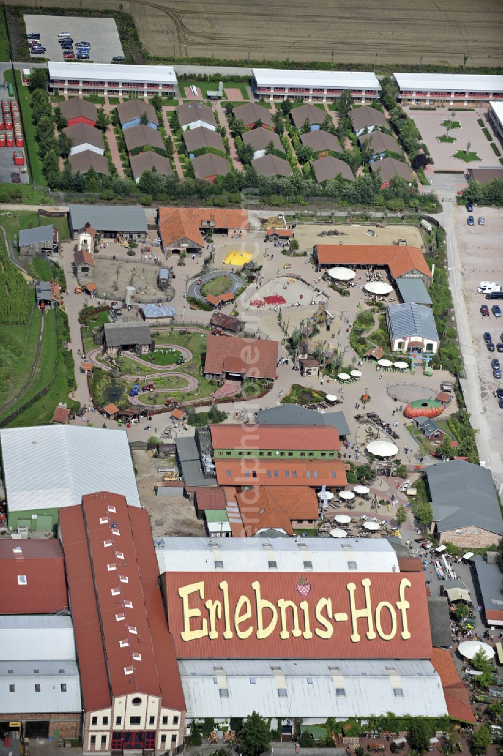 Rövershagen from the bird's eye view: Leisure Centre - Amusement Park Karls Erlebnis-Dorf on street Purkshof in Roevershagen in the state Mecklenburg - Western Pomerania, Germany