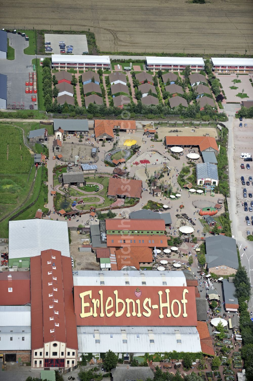 Aerial photograph Rövershagen - Leisure Centre - Amusement Park Karls Erlebnis-Dorf on street Purkshof in Roevershagen in the state Mecklenburg - Western Pomerania, Germany