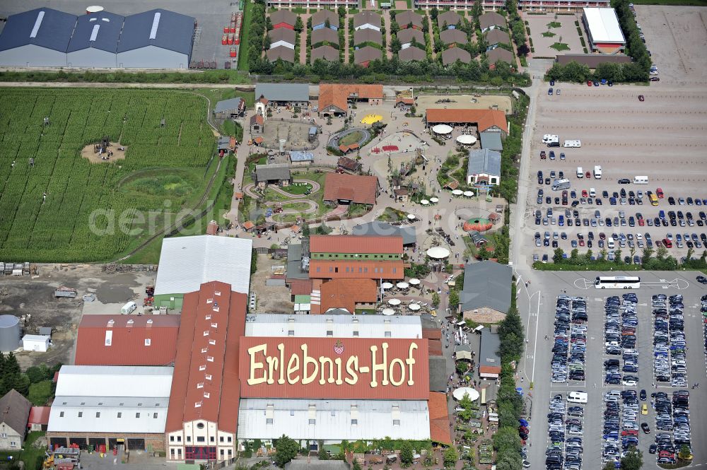 Rövershagen from above - Leisure Centre - Amusement Park Karls Erlebnis-Dorf on street Purkshof in Roevershagen in the state Mecklenburg - Western Pomerania, Germany