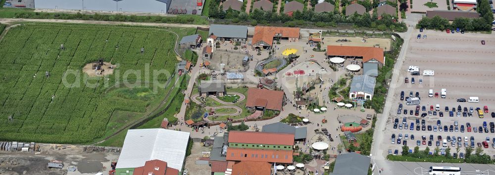 Rövershagen from the bird's eye view: Leisure Centre - Amusement Park Karls Erlebnis-Dorf on street Purkshof in Roevershagen in the state Mecklenburg - Western Pomerania, Germany