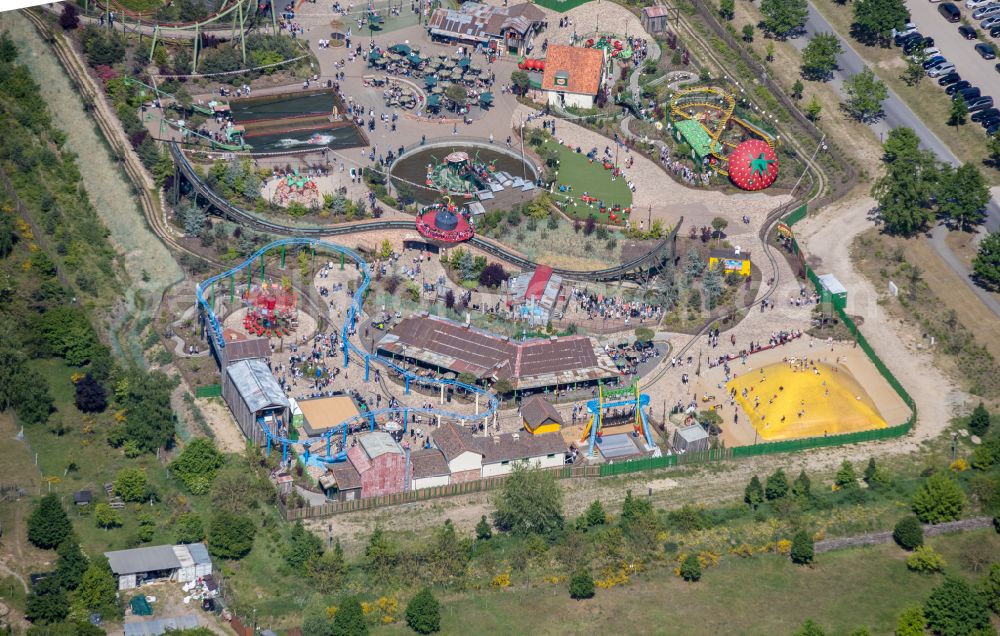 Aerial image Wustermark - Leisure Centre - Amusement Park Karls Erlebnisdorf Zur Doebritzer Heide in the district Elstal in Wustermark in the state Brandenburg, Germany
