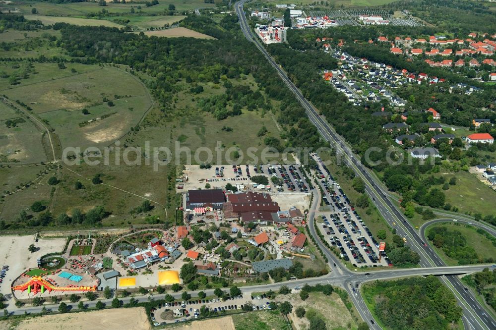 Aerial photograph Wustermark - Leisure Centre - Amusement Park Karls Freizeitpark Zur Doebritzer Heide in the district Elstal in Wustermark in the state Brandenburg, Germany