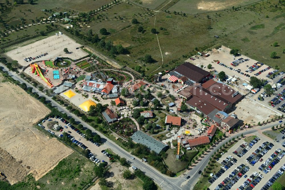 Wustermark from the bird's eye view: Leisure Centre - Amusement Park Karls Freizeitpark Zur Doebritzer Heide in the district Elstal in Wustermark in the state Brandenburg, Germany