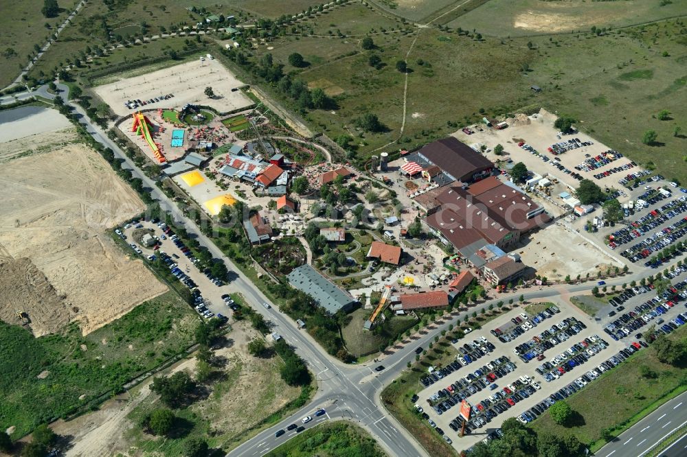 Aerial image Wustermark - Leisure Centre - Amusement Park Karls Freizeitpark Zur Doebritzer Heide in the district Elstal in Wustermark in the state Brandenburg, Germany