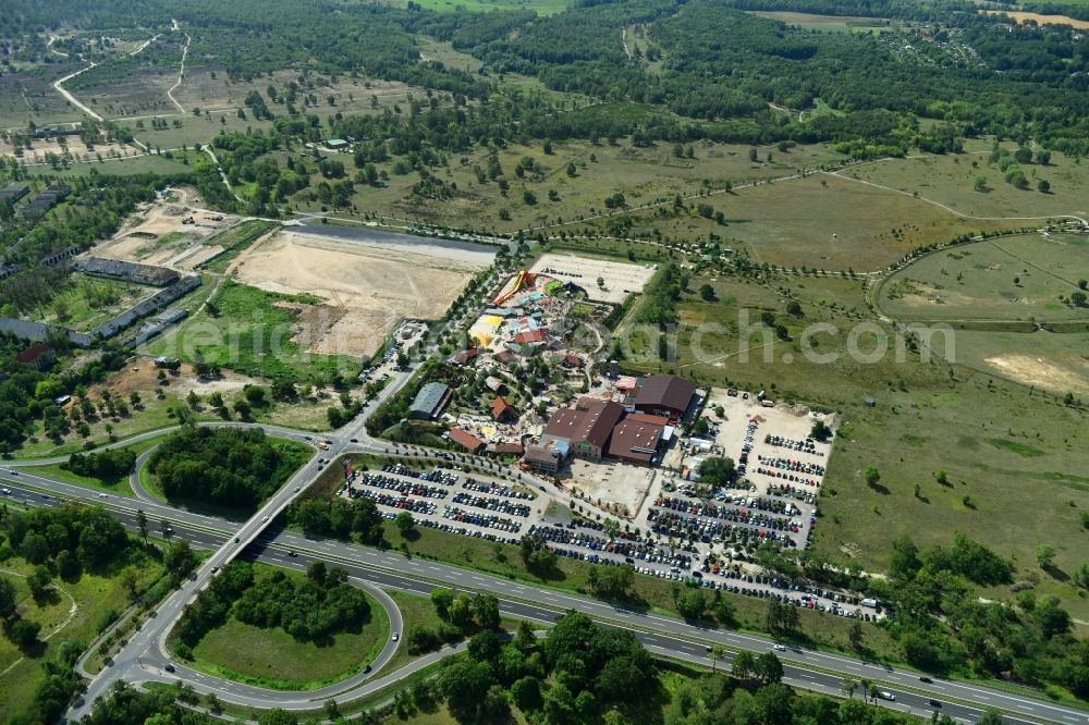 Wustermark from above - Leisure Centre - Amusement Park Karls Freizeitpark Zur Doebritzer Heide in the district Elstal in Wustermark in the state Brandenburg, Germany